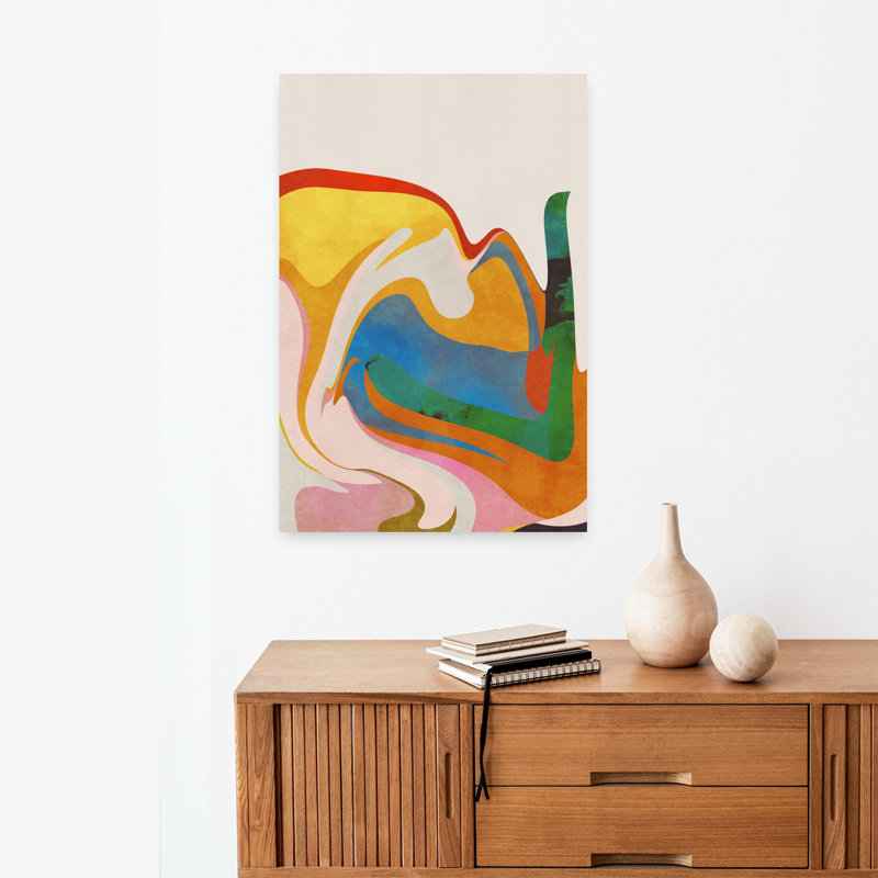 Art contemporain abstrait géométrique coloré, H 24 po x l 16 po