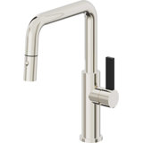 Corsano Contemporary Pull Down Kitchen Faucet with Button Sprayer Quad Spout and BFB Series Handle