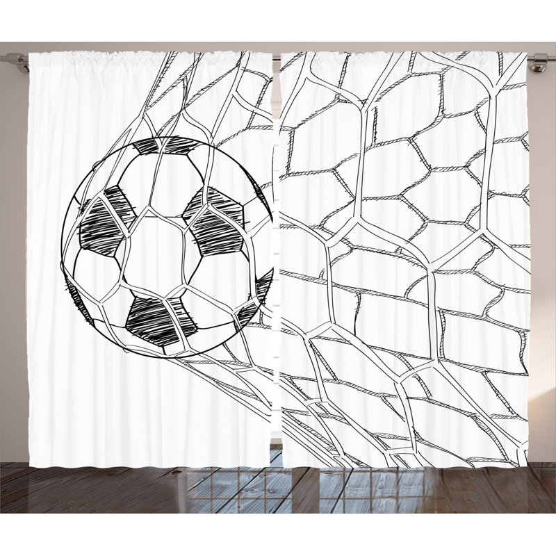 Soccer Semi-Sheer Rod Pocket Curtain Panels, 54" x 96"