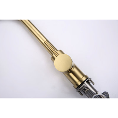Pull Out Spray Kitchen Faucet In Brushed Gold, Stainless Steel Element, 360 Rotating Nozzle, Corrosion & Rust Prevention Aspect Material, Swivel Rust Corrosion, Single Handle Design