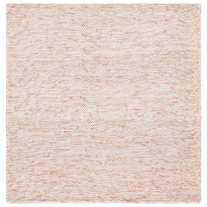 Almus 0.31" H Pile Wool and Cotton Geometric Hand-Loomed Area Rug, Square 6'
