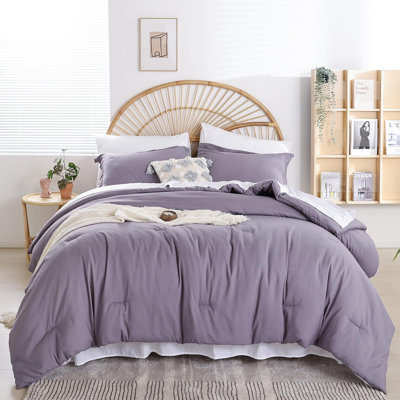 Fluffy Comforter Set 7 Pieces-Bedding Set for All Seasons Soft Comforter With Fitted Sheet, Flat Sheet, Pillow Shams, Pillowcases