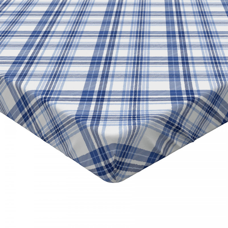 Microfiber Plaid Fitted Sheet, Queen Fitted Sheet, Black/Beige, Plaid 8