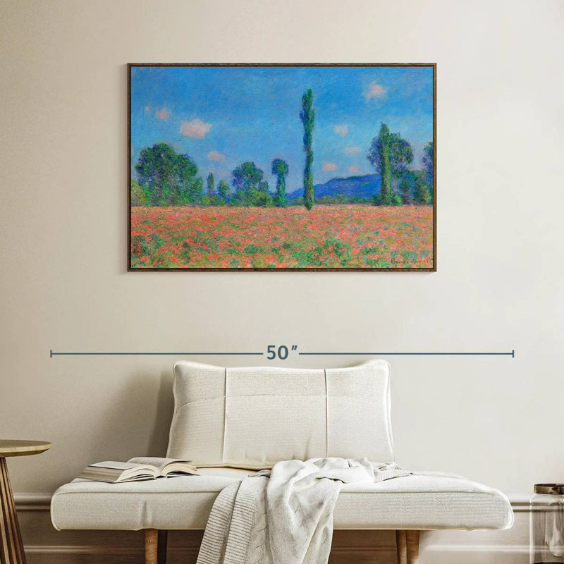Champ de coquelicots, Giverny, 1891, Cadre flottant en noyer, 40 po x 27 po