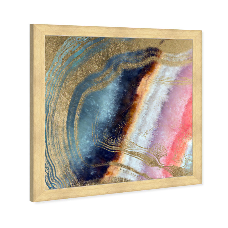 " Abstract Geode Marianna Crystals " Acrylic Print, 34" H x 34" W, Flat Gold Framed