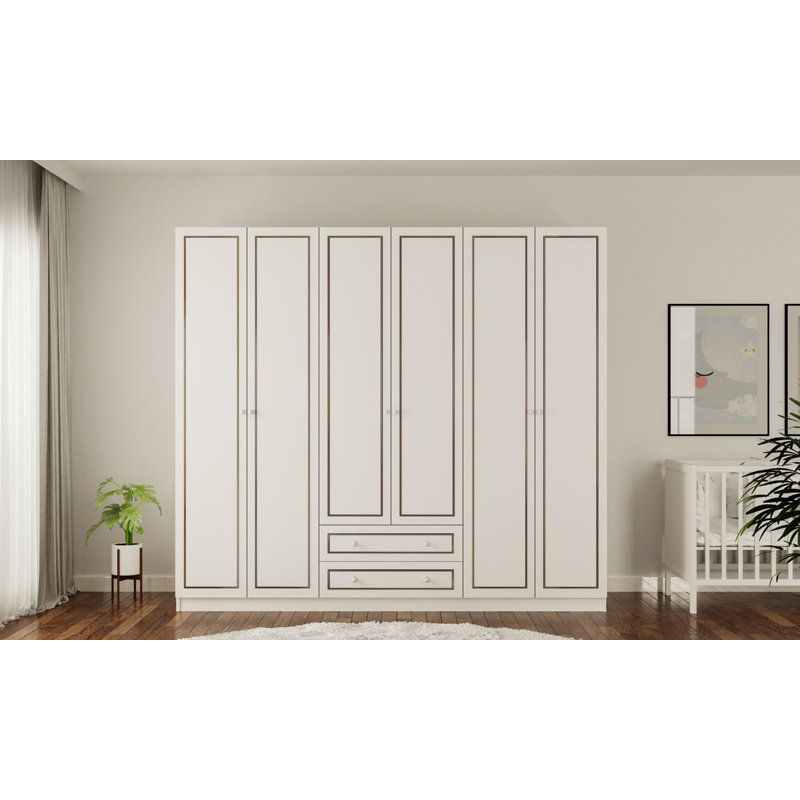 Vandusen 6 Door Manufactured Wood Wardrobe, White/Black