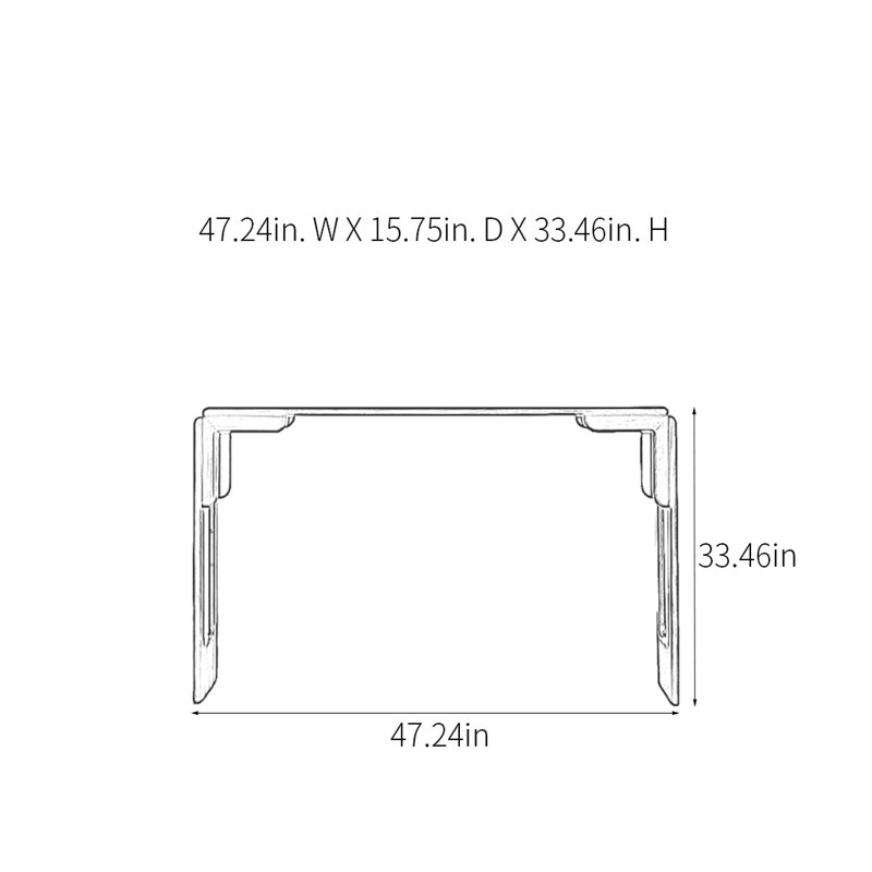 Console moderne noyer minimaliste, H 33,46 po x l 47,24 po x P 15,75 po