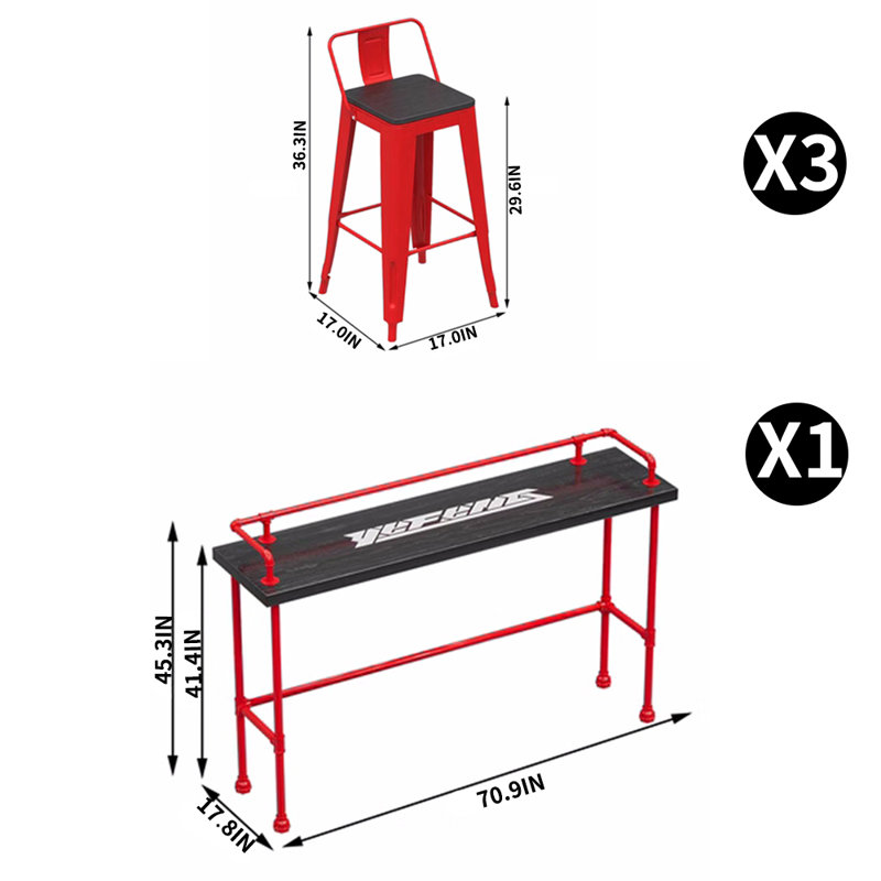 Ensemble de salle à manger rectangulaire L 17,8 po Dourous, H 45,3 po x L 70,9 po x l 17,8 po