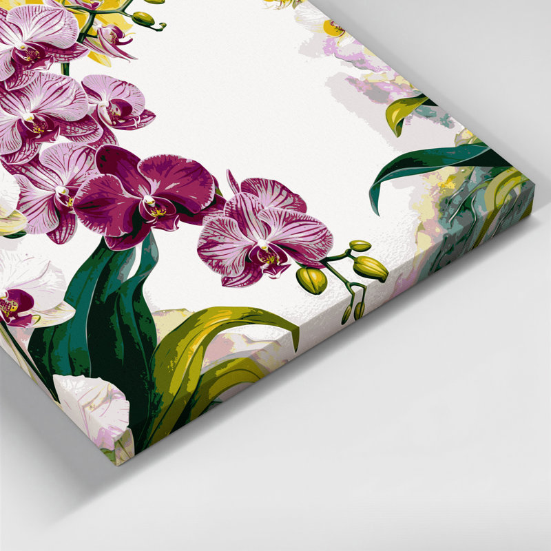 Art mural sur toile, "Botanical Orchids Beige"