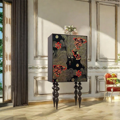 Elegant Solid Wood Cabinet with Brass Handles