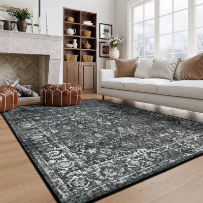Kiner Vintage Machine Washable Area Rugs Perfect for Living Room, Dining Room, Bedroom