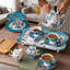 Service à thé en porcelaine tendre 21 pièces avec accents dorés 24 carats, service à thé de 6 tasses pour les thés de l'après-midi et les cadeaux de luxe