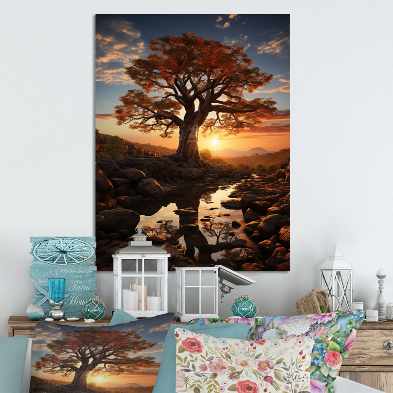 African Baobab Tales III - Décoration murale en métal africain, H 32 po x l 24 po x P 1 po