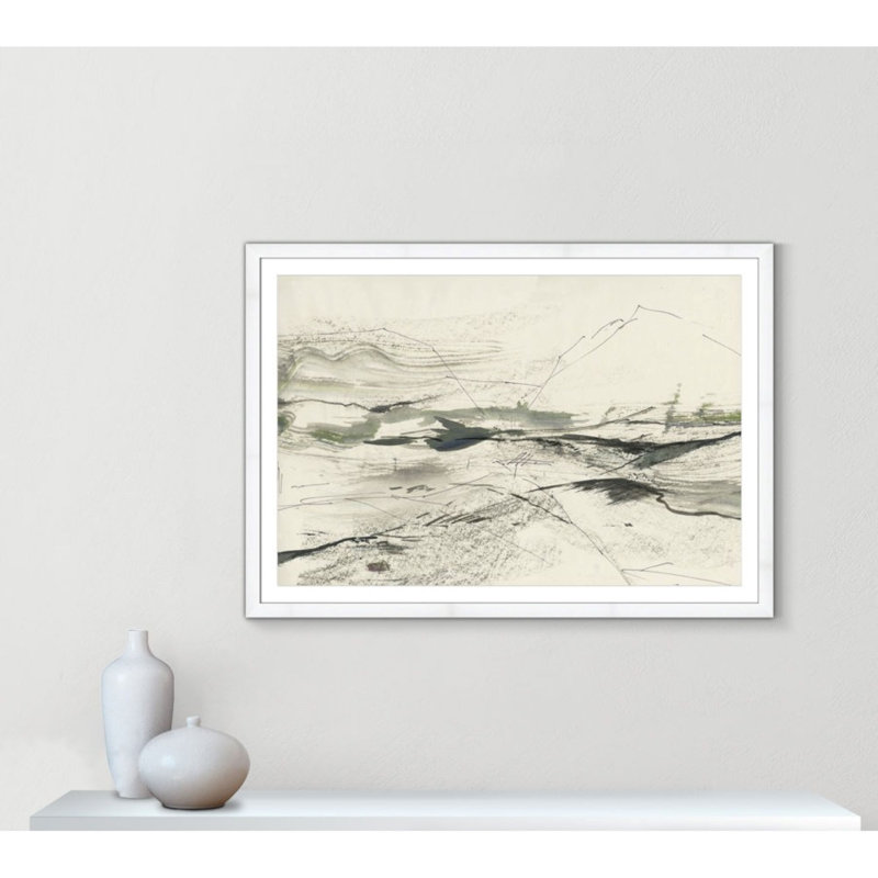 " Green Sketches " by PI Studio, Blanc, H 39 po x l 55 po x P 1,25 po, Cadre blanc en forme de cube blanc