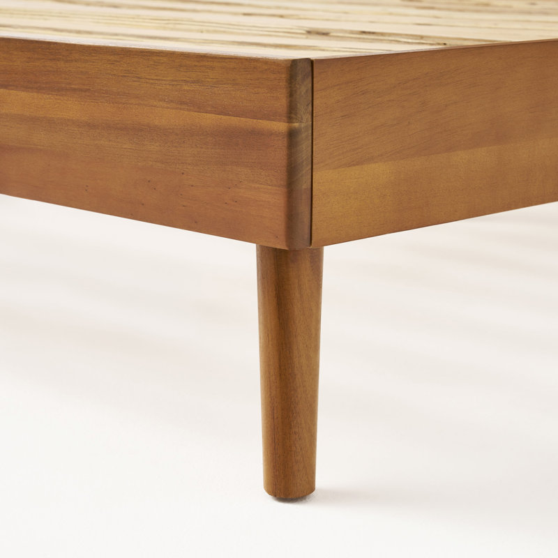 Lit plateforme en bois massif Cohron, Lit simple, Naturel