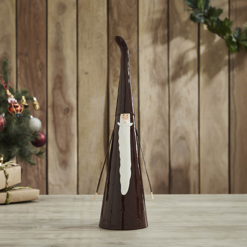 Figurine de père Noël en métal festive, H 17 po x l 4,5 po x P 4,5 po
