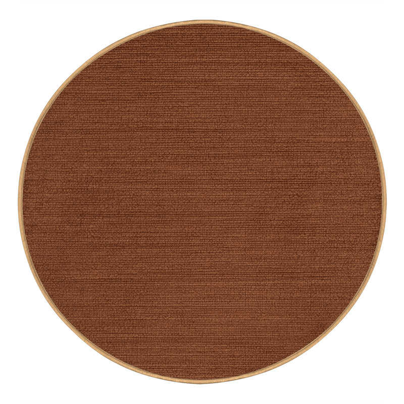 Machine Washable Solid Brown Area Rug, Round 3'
