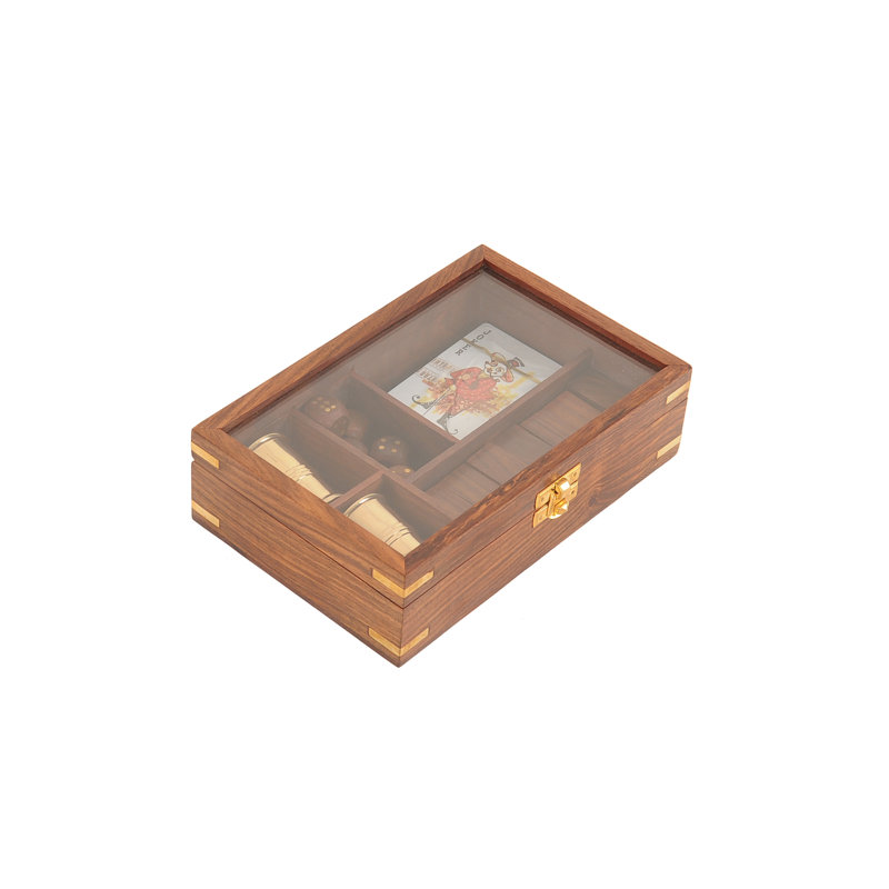 Ensemble de jeu en bois avec gobelet en laiton Aarif