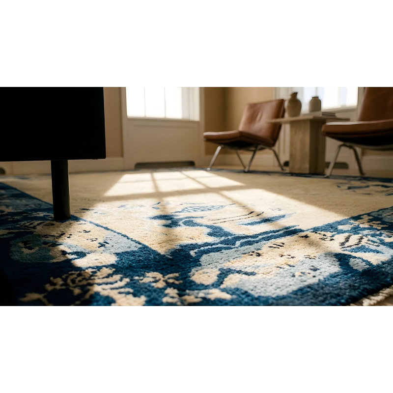 Tapis crème à motif chinois de couleur crème