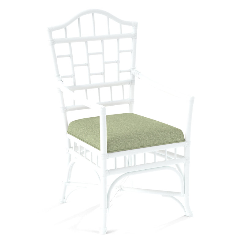 Chippendale Upholstered Arm Chair, Frost White, White Performance Fabric; 0851-94