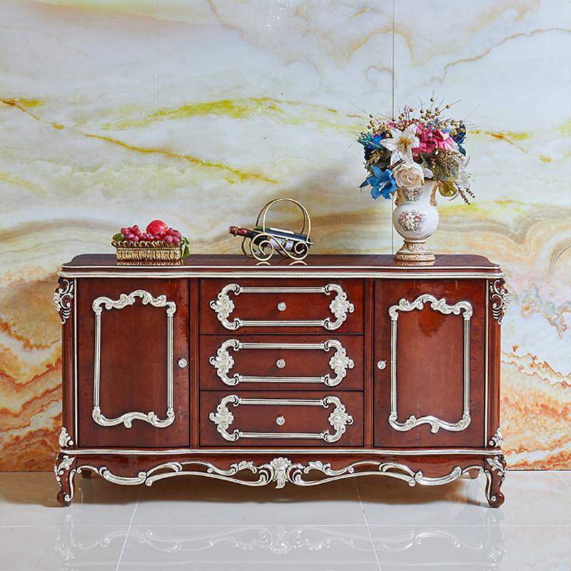 Armoire de rangement sculptée en bois massif avec tiroir