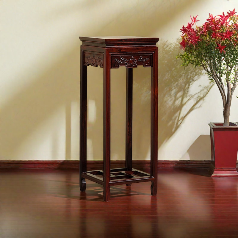 Support pour plante en bois massif de style chinois antique, Petit