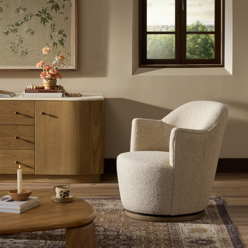 Aurora Wide Swivel Armchair, Surrey Olive Performance Velvet
