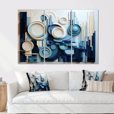 «Blue Behemoths Modern Skycrapers I - Skyscrapers», ensemble d'art sur toile