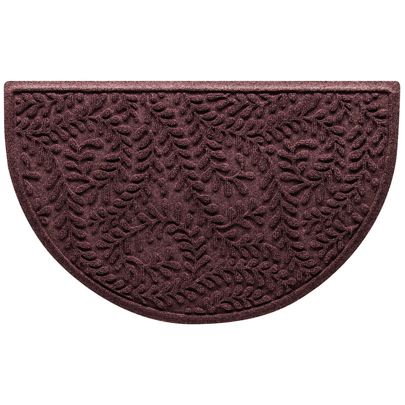 WaterHog Boxwood 24 in. x 39 in. Half Round Indoor Outdoor Door Mat, Bordeaux