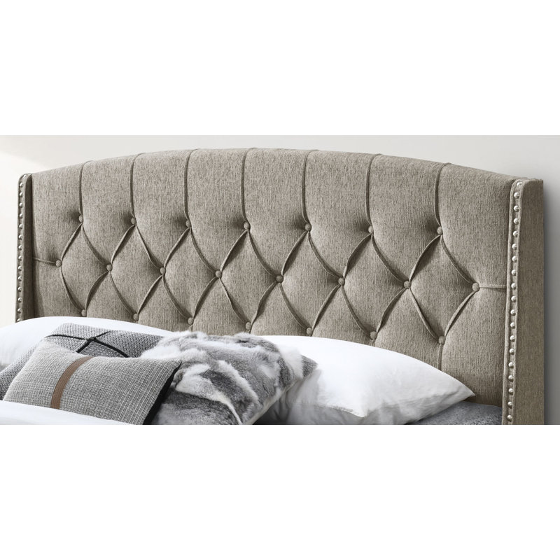Micael Upholstered Panel Bed, King, Cream