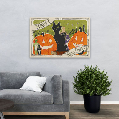 Stay Creepy I - Black Black Cats Bottles Green Art