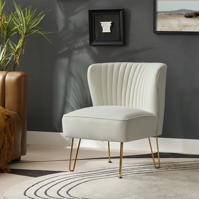 Chaise d'appoint en velours Leona, Velours havane