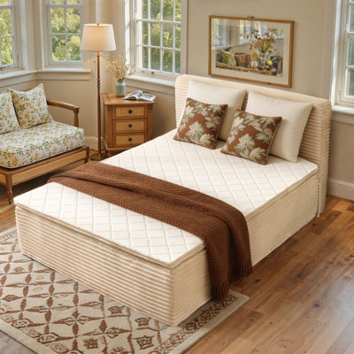 Matelas double en mousse à mémoire de forme de 16 po avec tête de lit double, lit tout-en-un, lit plateforme sans assemblage, ferme moyenne, aucun sommier requis