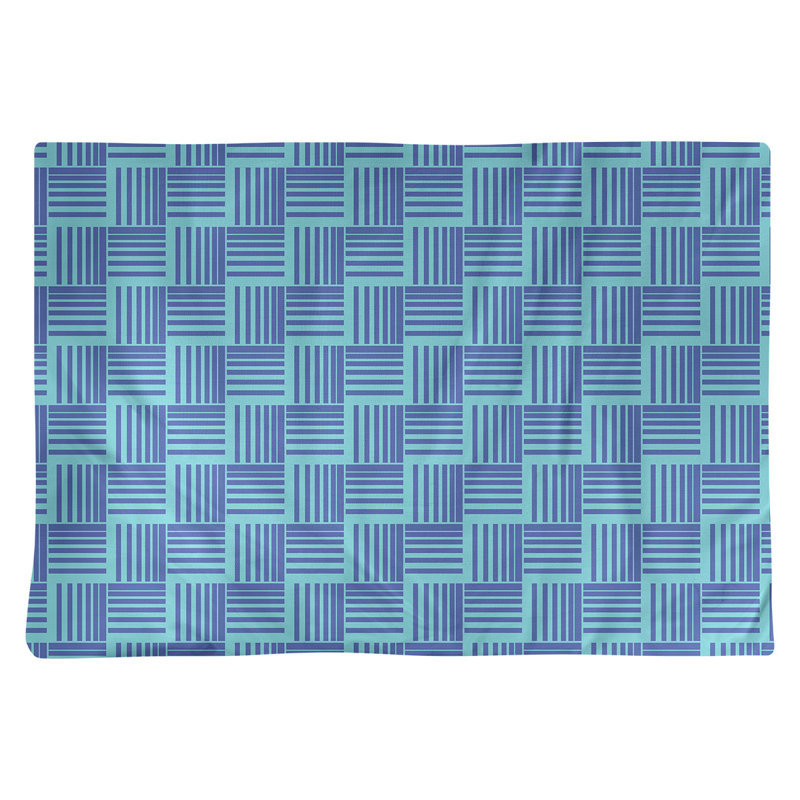 Napperon en coton à rayures de 18 po classique Baskettressées, Bleu sarcelle/bleu, polyester