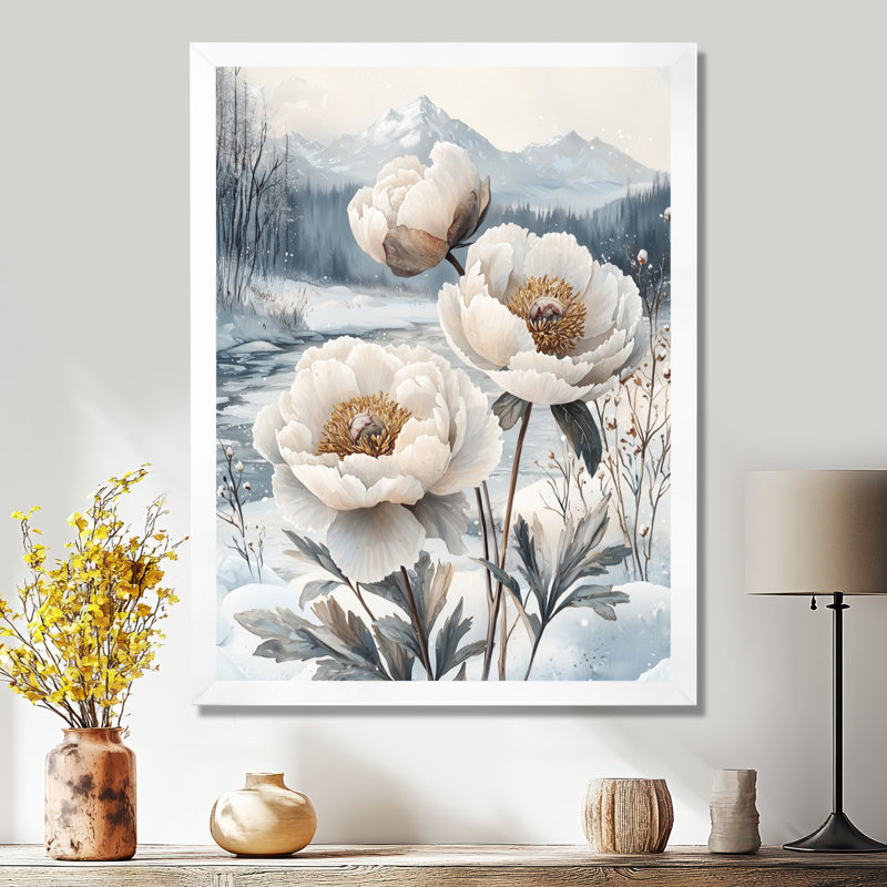 Marion - Floral Canvas Prints, 44" H x 34" W, Single Picture Framed Print, White