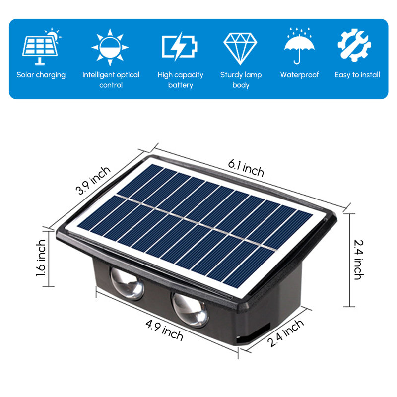 2 lumières DEL de zone de sécurité imperméable à l'eau à énergie solaire, crépuscule à l'aube pour le jardin, Blanc