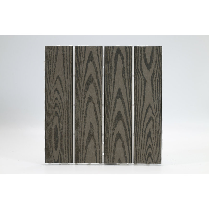 Ensemble de tuiles de terrasse en bois et en plastique composite de 20 pièces, Bois gris