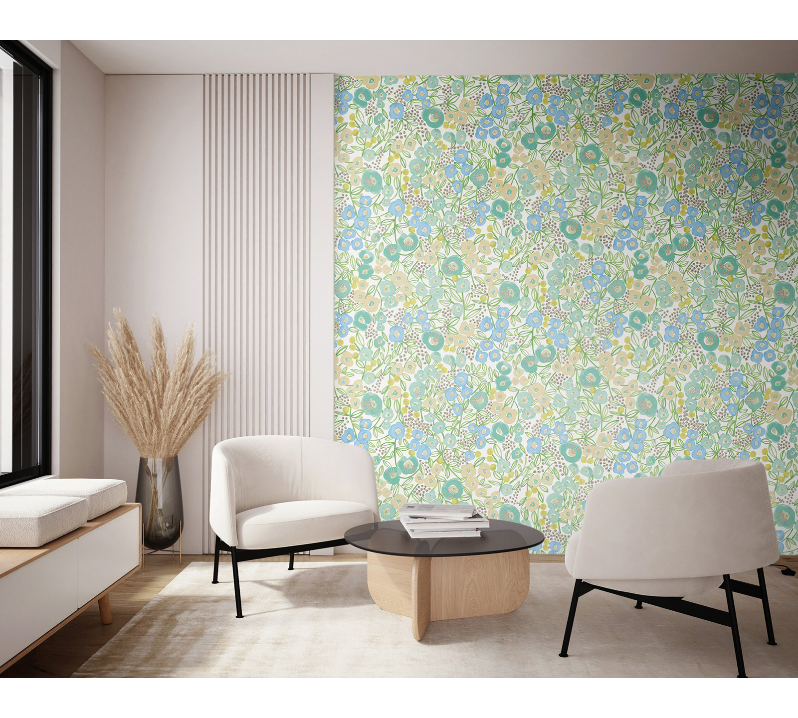 Garden Wallpaper, Blue