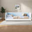 Lits jumeaux sécurisés au sol, cadre en bois en velours bleu, style Montessori moderne-1544553773
