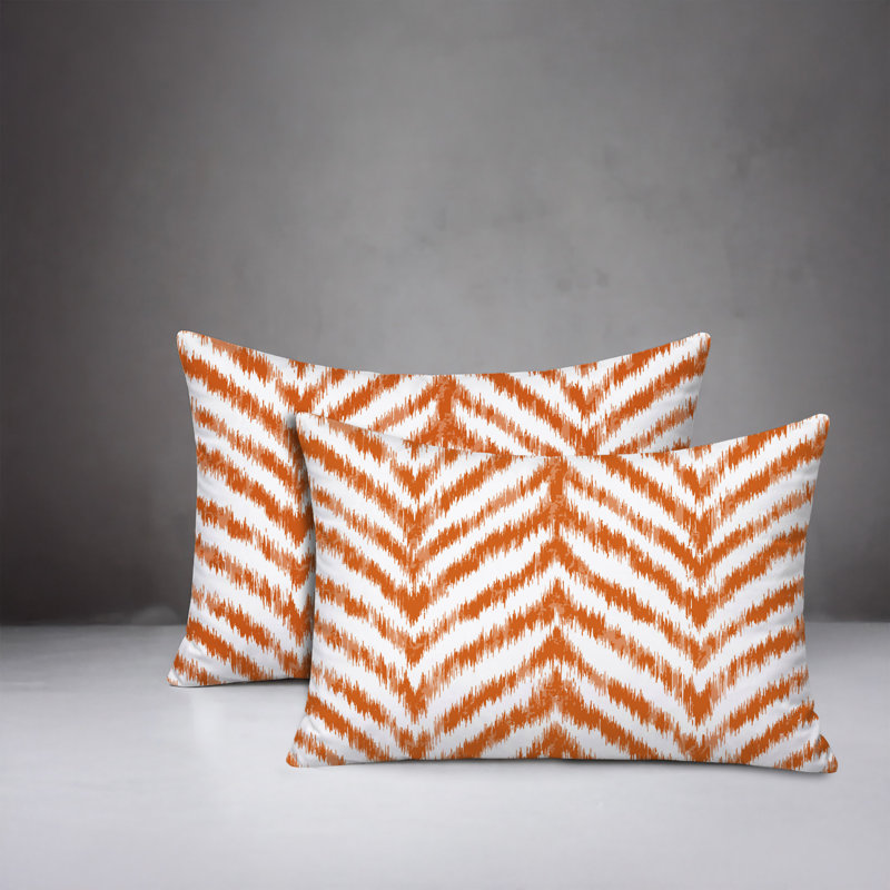 Oreiller réversible intérieur / extérieur à imprimé zébré Kent, 25x18, Orange