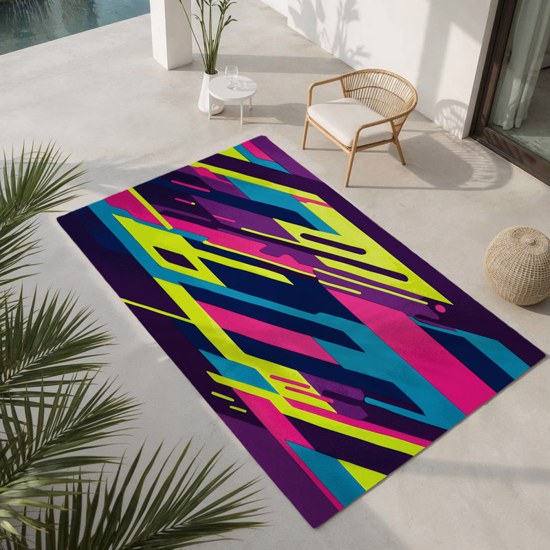 Tapis intérieur et extérieur Retro Circuit, Rectangle 9 pi x 12 pi