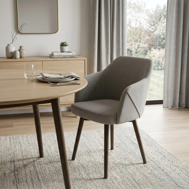 Chaise de salle à manger rembourrée grise et brune