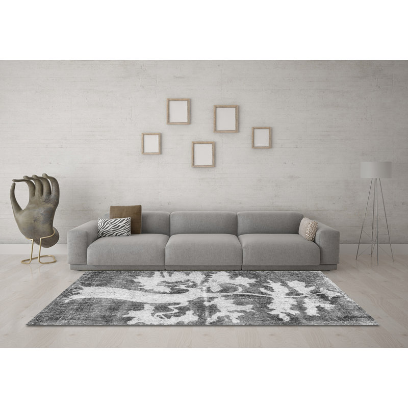 Tapis gris tissé à la machine Leopoldo, Carré 8 pi