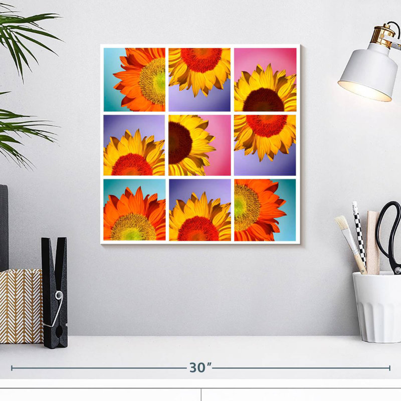 Harnek, collage de tournesols, H 16 po x l 16 po