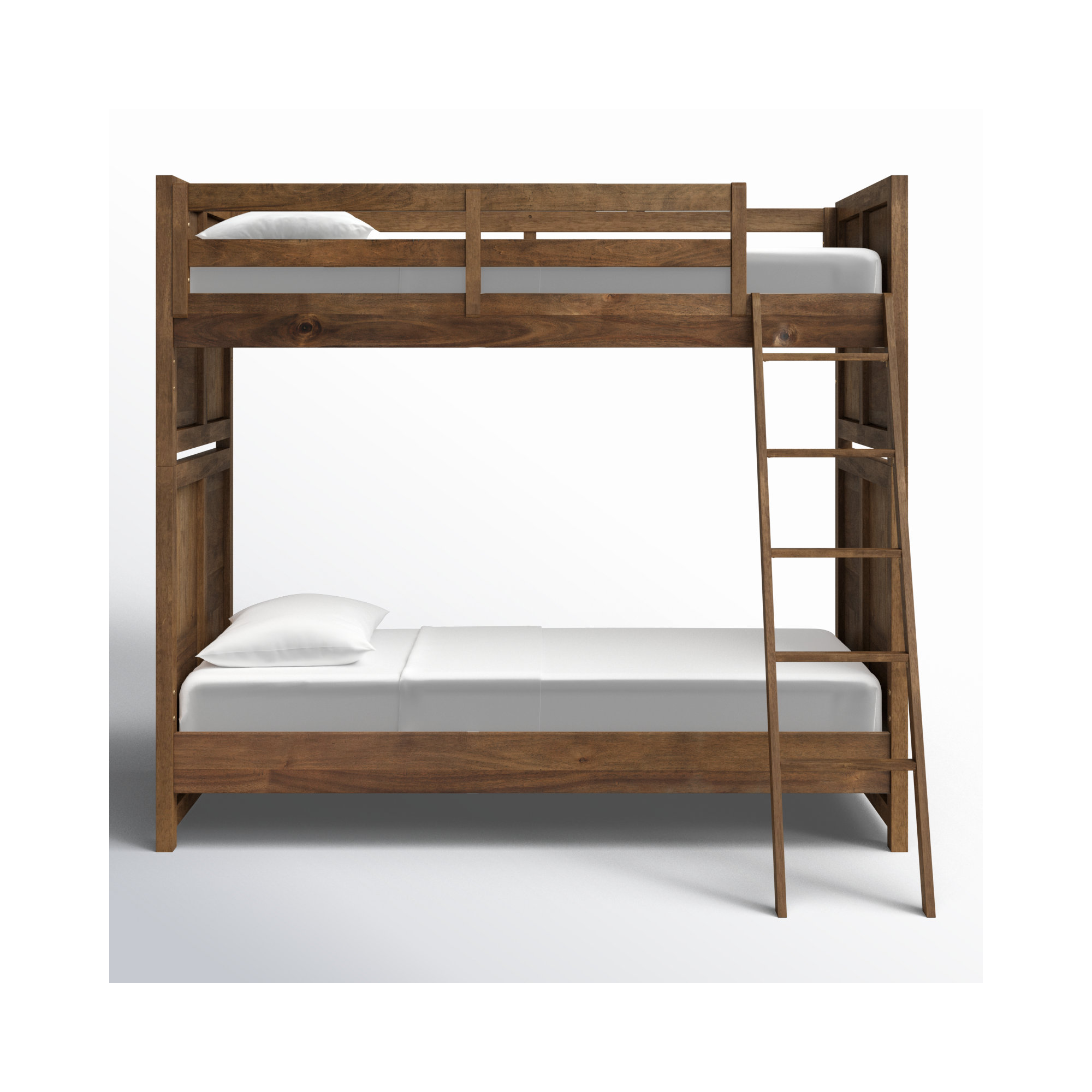 Halley Twin over Twin Solid Wood Standard Bunk Bed, Brown