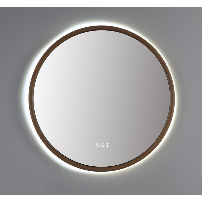 Zen LED Mirror, 35.43" x 35.43", Whitewash, Round