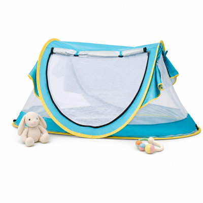 Tente de plage pour bébé, lit de voyage escamotable pour tout-petit pour garçons ou filles, parasol pour camping pour tout-petit, parasol portable pour bébé, plage d'été pour bébé (bleu)