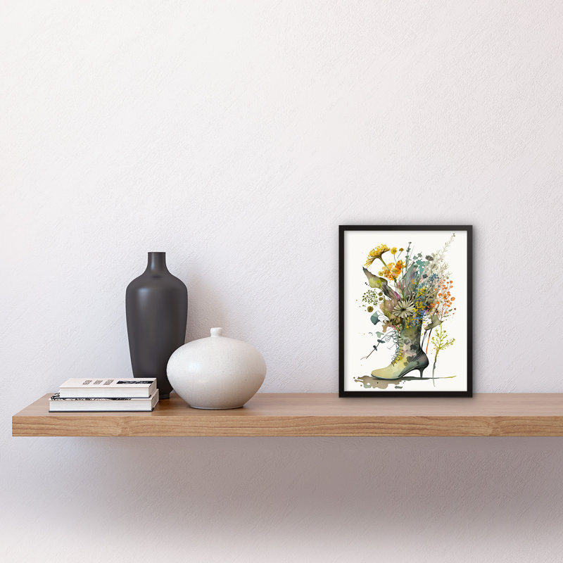 Sierraville Spring Wildflower Bouquet Stiletto Military Boot - Single Picture Frame Print
