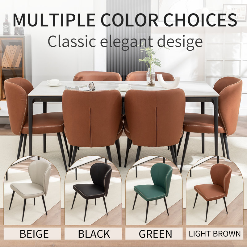 Ensemble de 6 chaises de salle à manger rembourrées avec dossier incurvé, chaises de salle à manger en similicuir pour restaurant, cuisine, salon et café