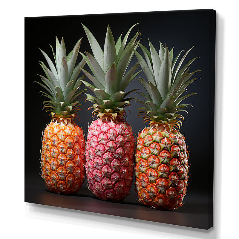 Pastel Coloured Pineapple Delight II - Ananas, art mural, Toile tendue, H 36 po x l 36 po x P 1,5 po